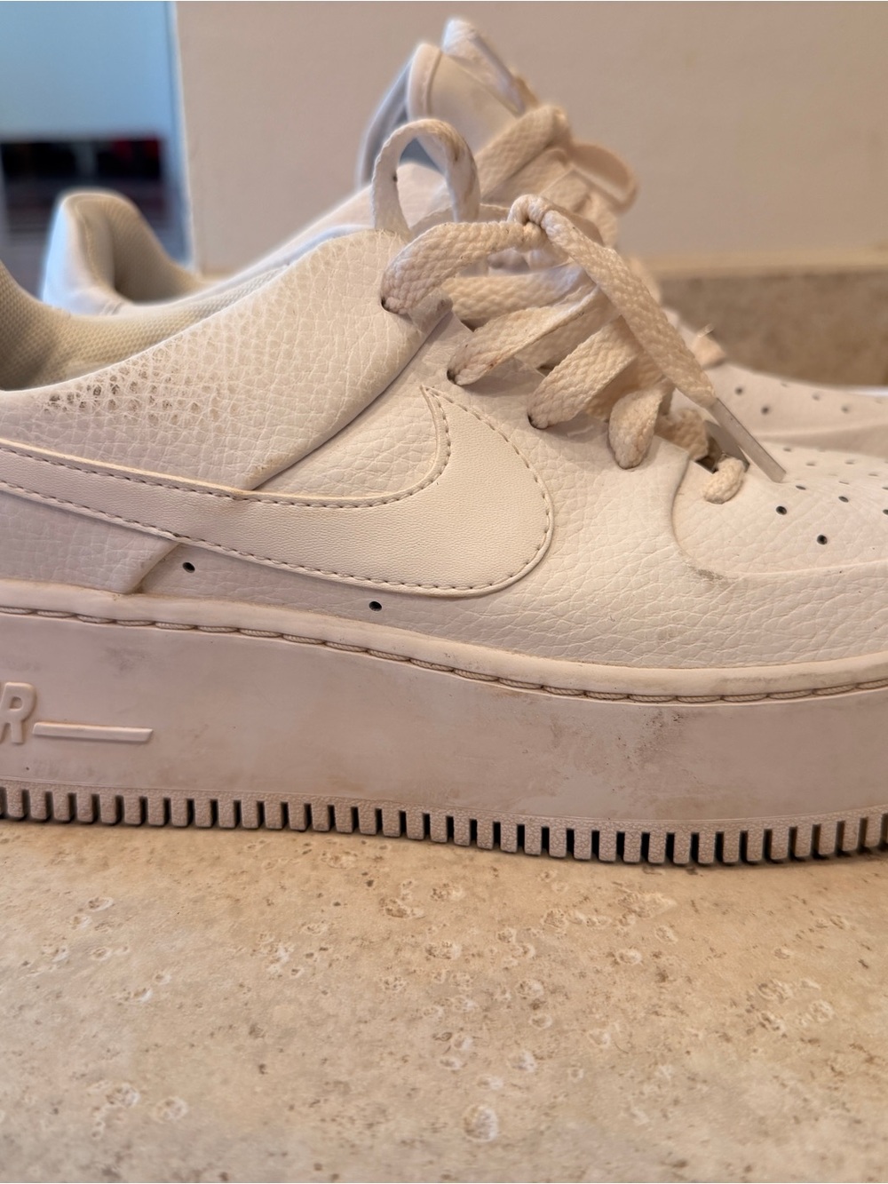 Nike Women’s White Platform Sneakers with Textured Leather